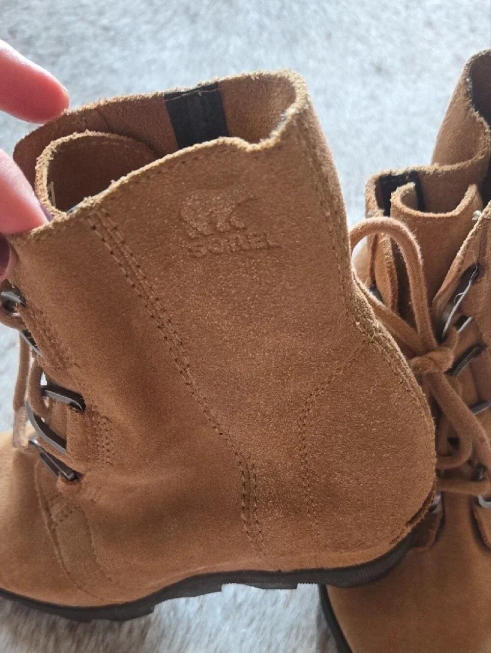 Sorel Kids Suede Lace-Up Ankle Boots - Tan
